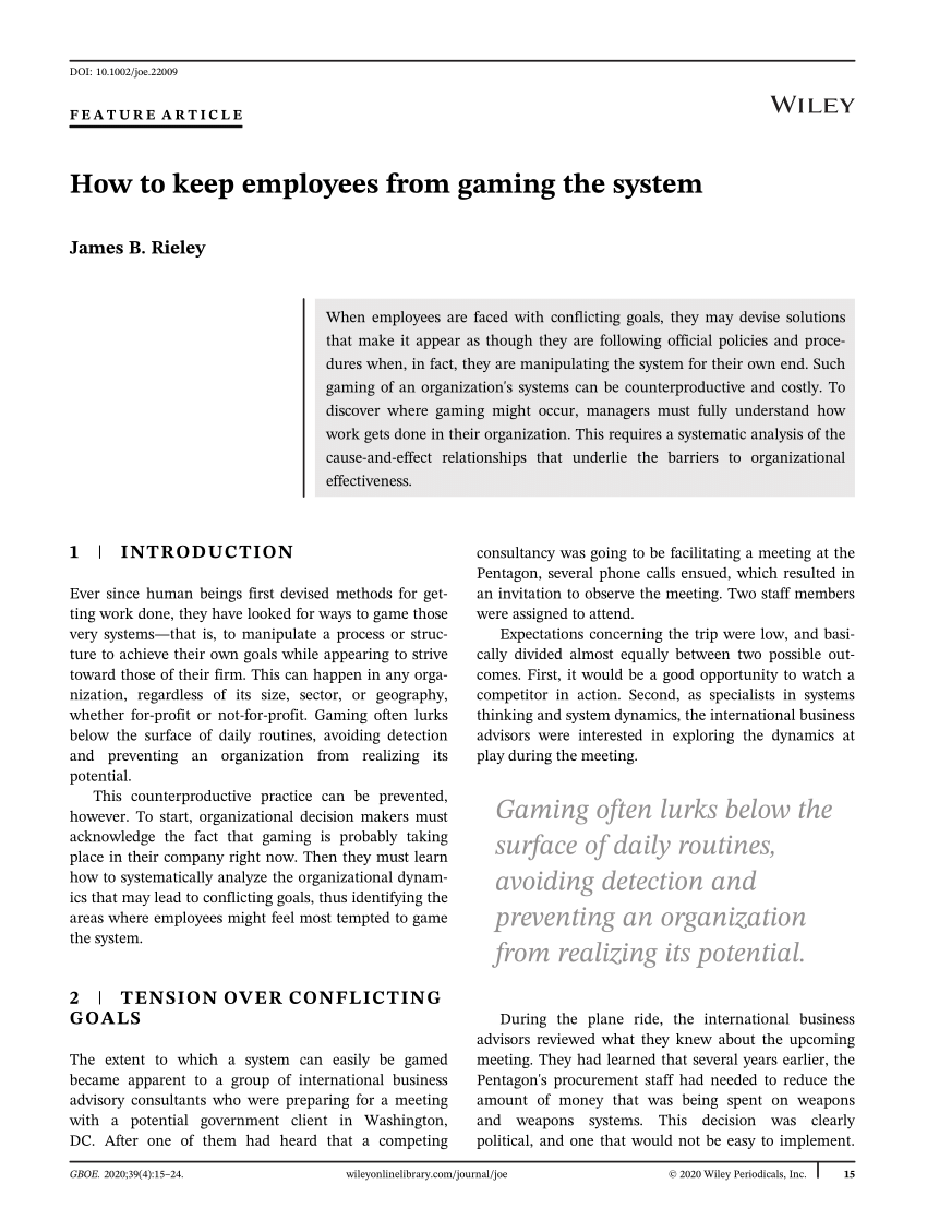 HELP EMPLOYEES GAME YOUR SYSTEM