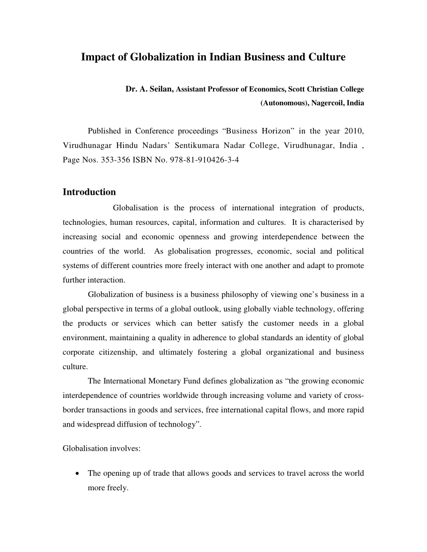 research paper on globalization in india
