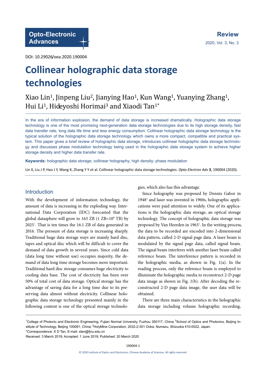 holographic data storage research paper