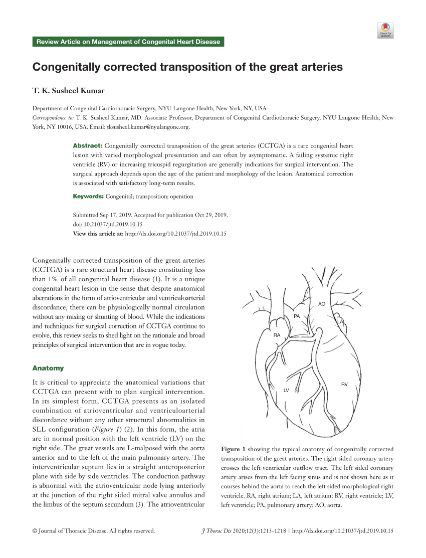 Pdf Congenitally Corrected Transposition Of The Great Arteries