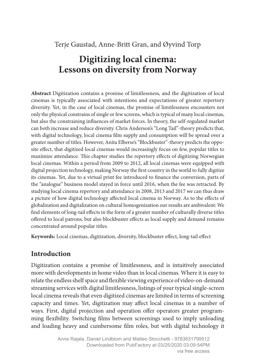 PDF) Digitizing local cinema: Lessons on diversity from Norway