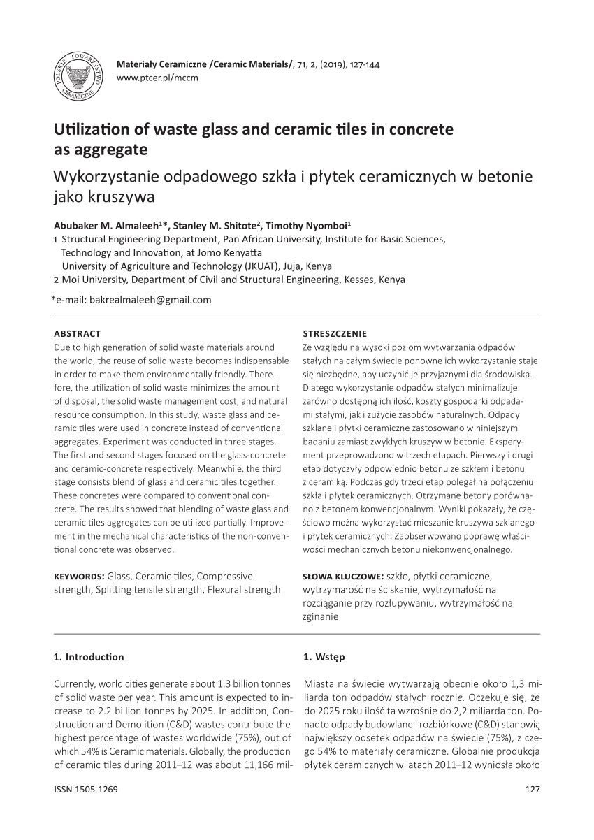 THE EFFECTS OF USING GGBFS, CERAMIC WASTE TILES AND JUTE FIBER ON THE  STRENGTH PROPERTIES OF M30 GRA by IRJET Journal - Issuu