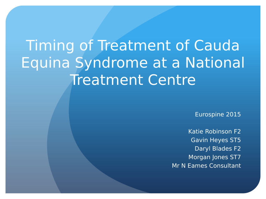 Pdf Timing Of Treatment Of Cauda Equina Syndrome At A National Treatment Centre 3455