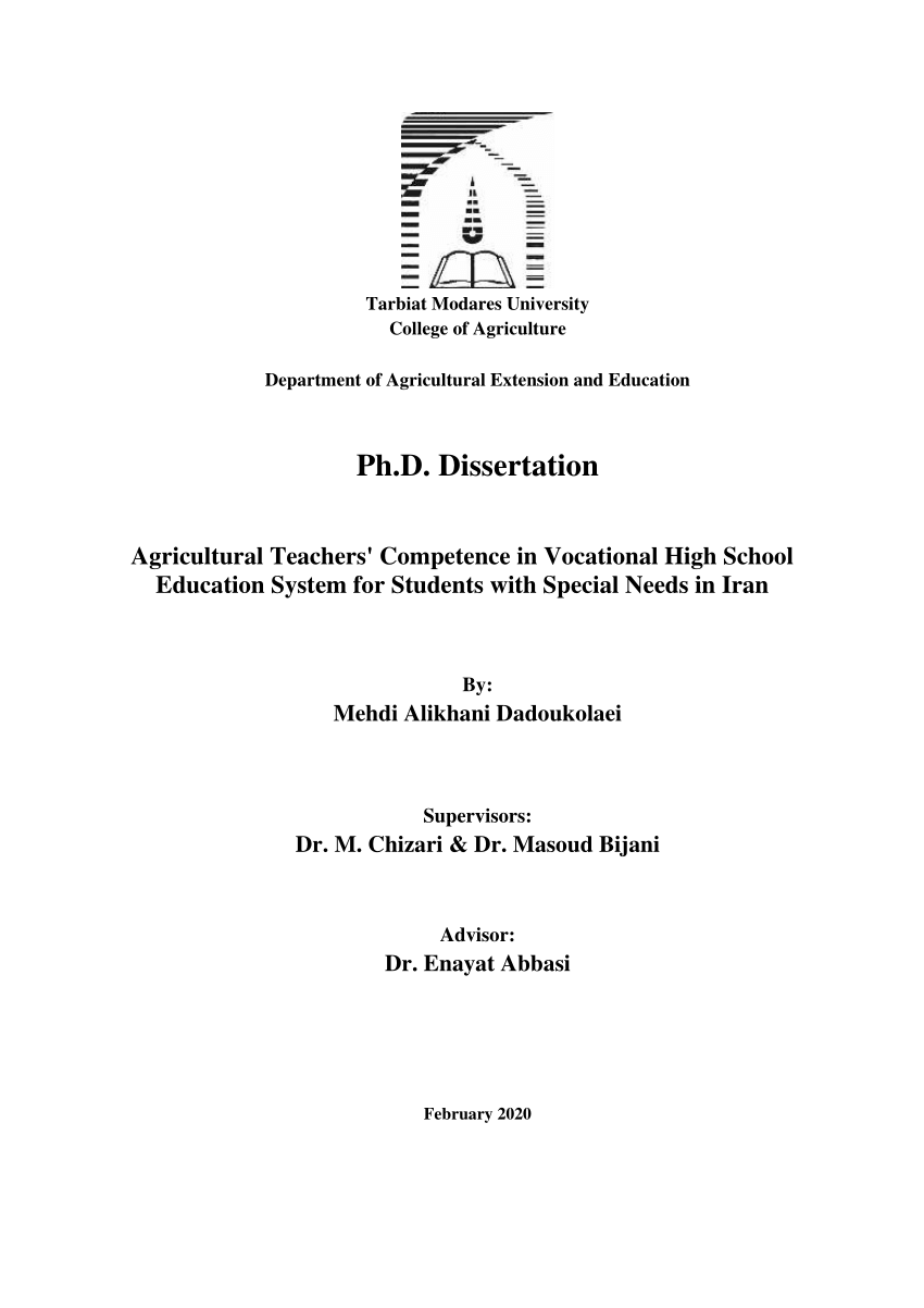 Pdf Agricultural Teachers Competence In Vocational High School Education System For Students With Special Needs In Iran