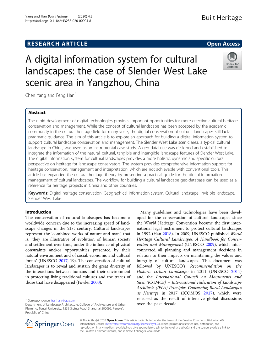 PDF A digital information system for cultural landscapes the  