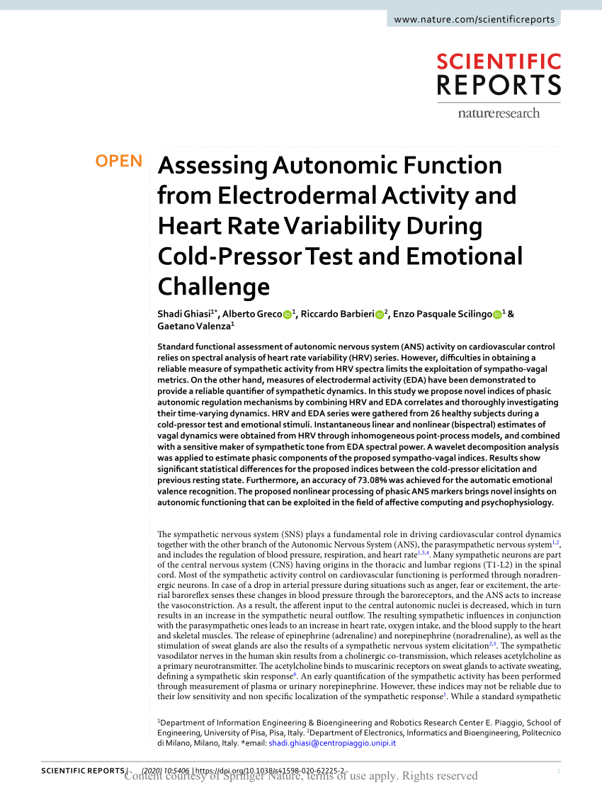 (PDF) Assessing Autonomic Function from Electrodermal Activity ...