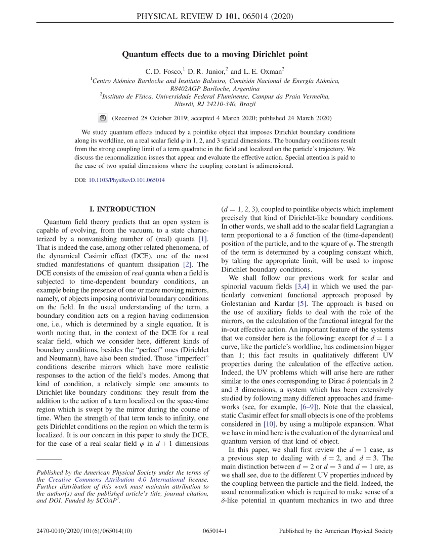 Pdf Quantum Effects Due To A Moving Dirichlet Point