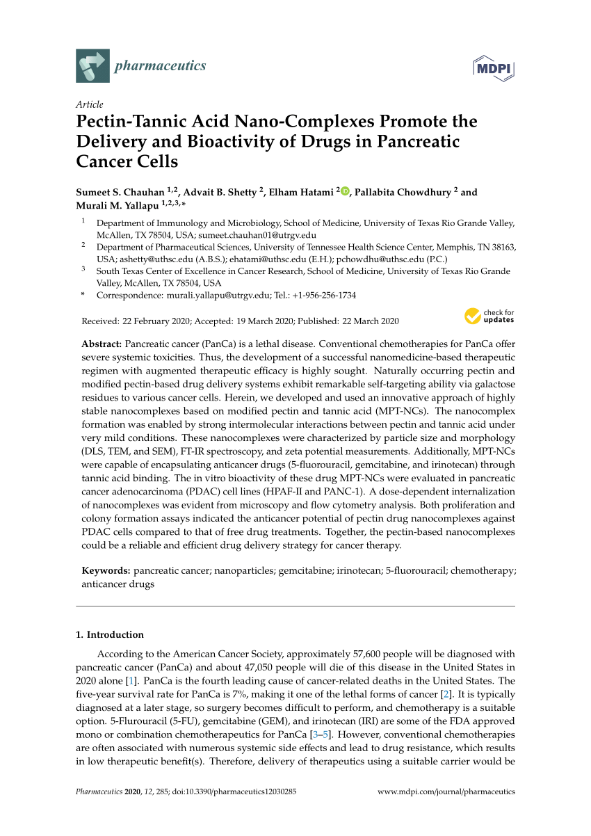 (PDF) PectinTannic Acid Promote the Delivery and