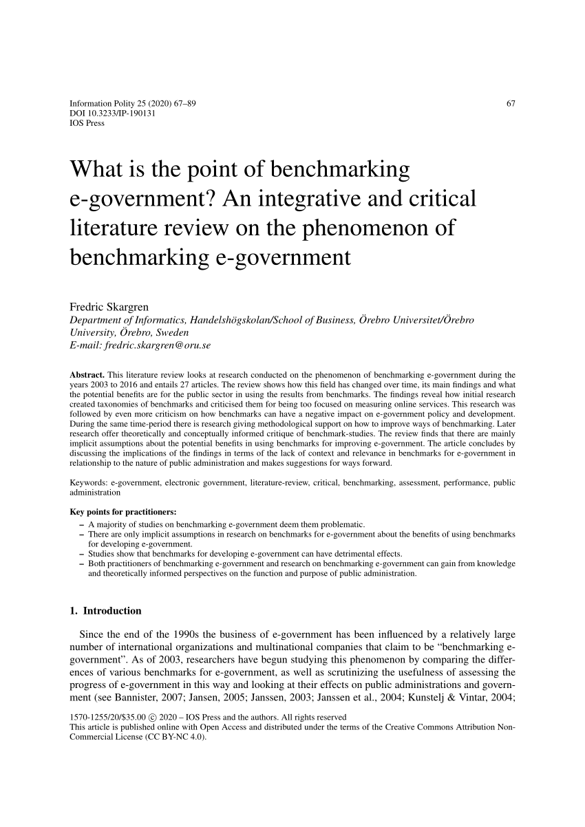 literature review on benchmarking