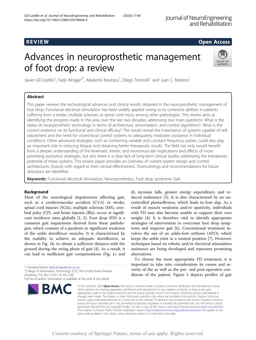 Pdf Advances In Neuroprosthetic Management Of Foot Drop A Review