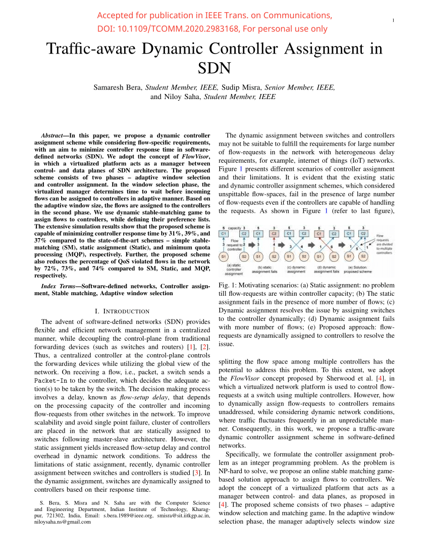 traffic aware dynamic controller assignment in sdn