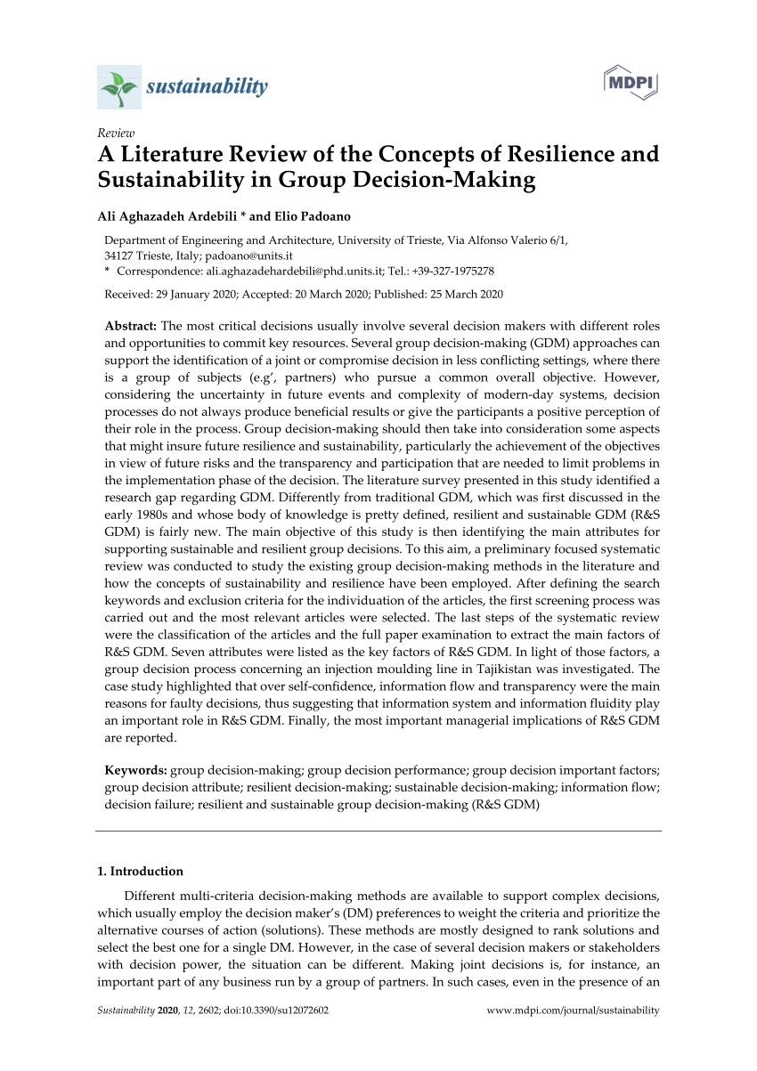 literature review on sustainability assessment