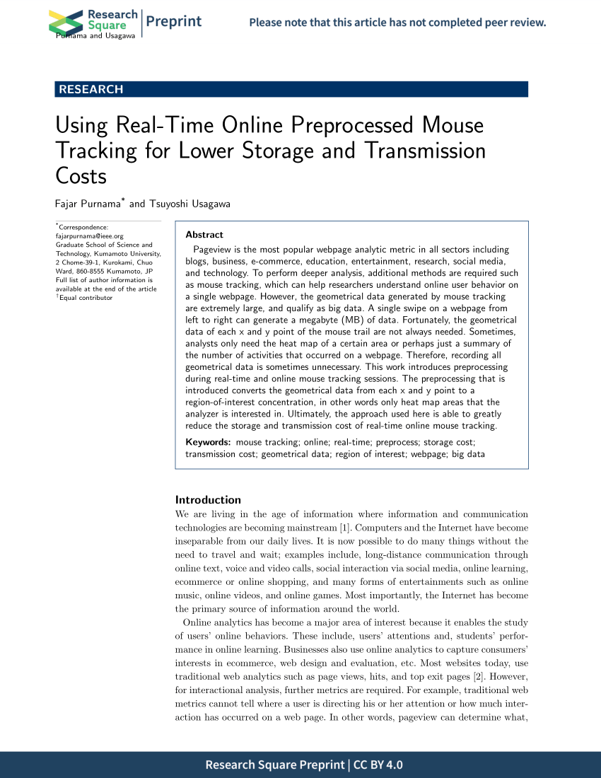PDF) Using Real-Time Online Preprocessed Mouse Tracking for Lower ...