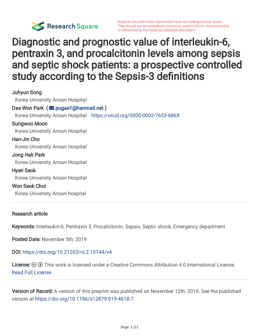 Procalcitonin Levels And Sepsis Hot Sex Picture