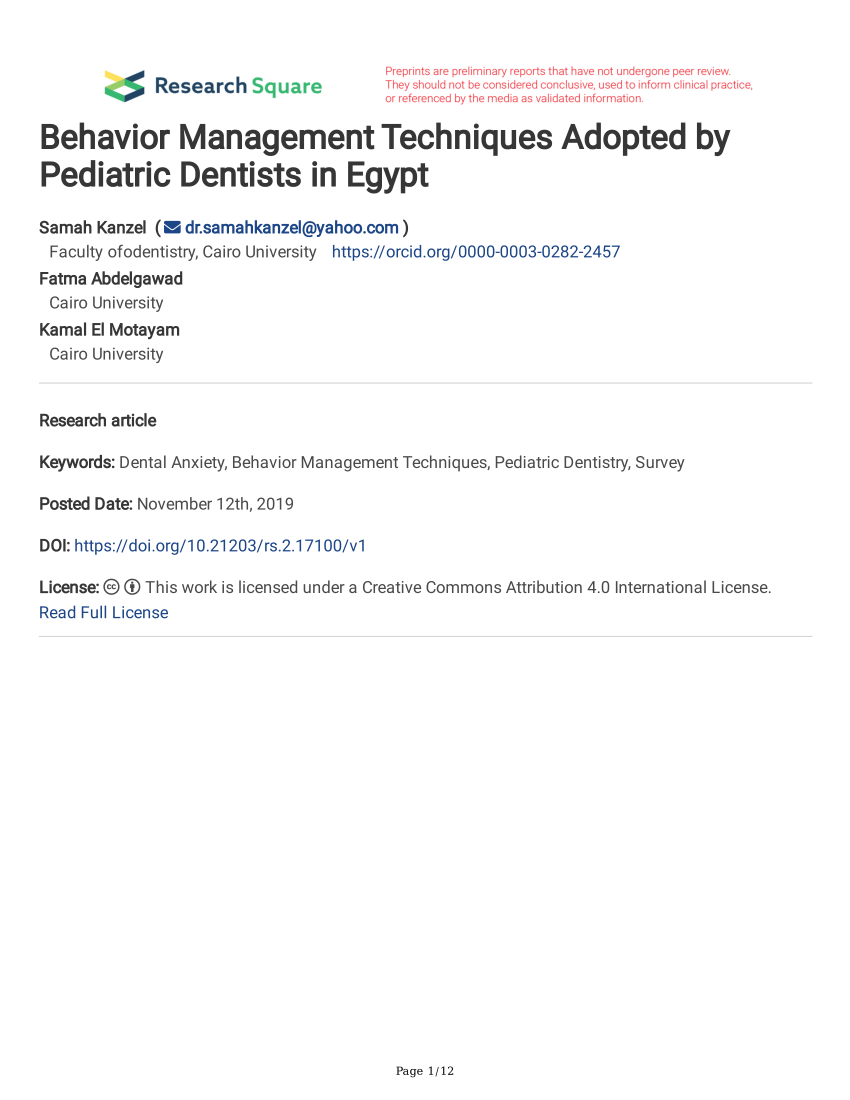 Behavior Management Techniques in Pediatric Dentistry, PDF, Reinforcement