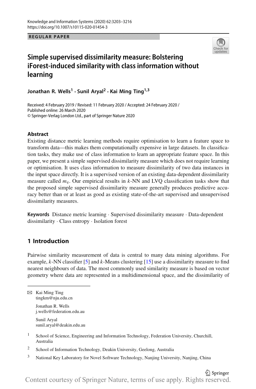 Simple supervised dissimilarity measure Bolstering iForestinduced