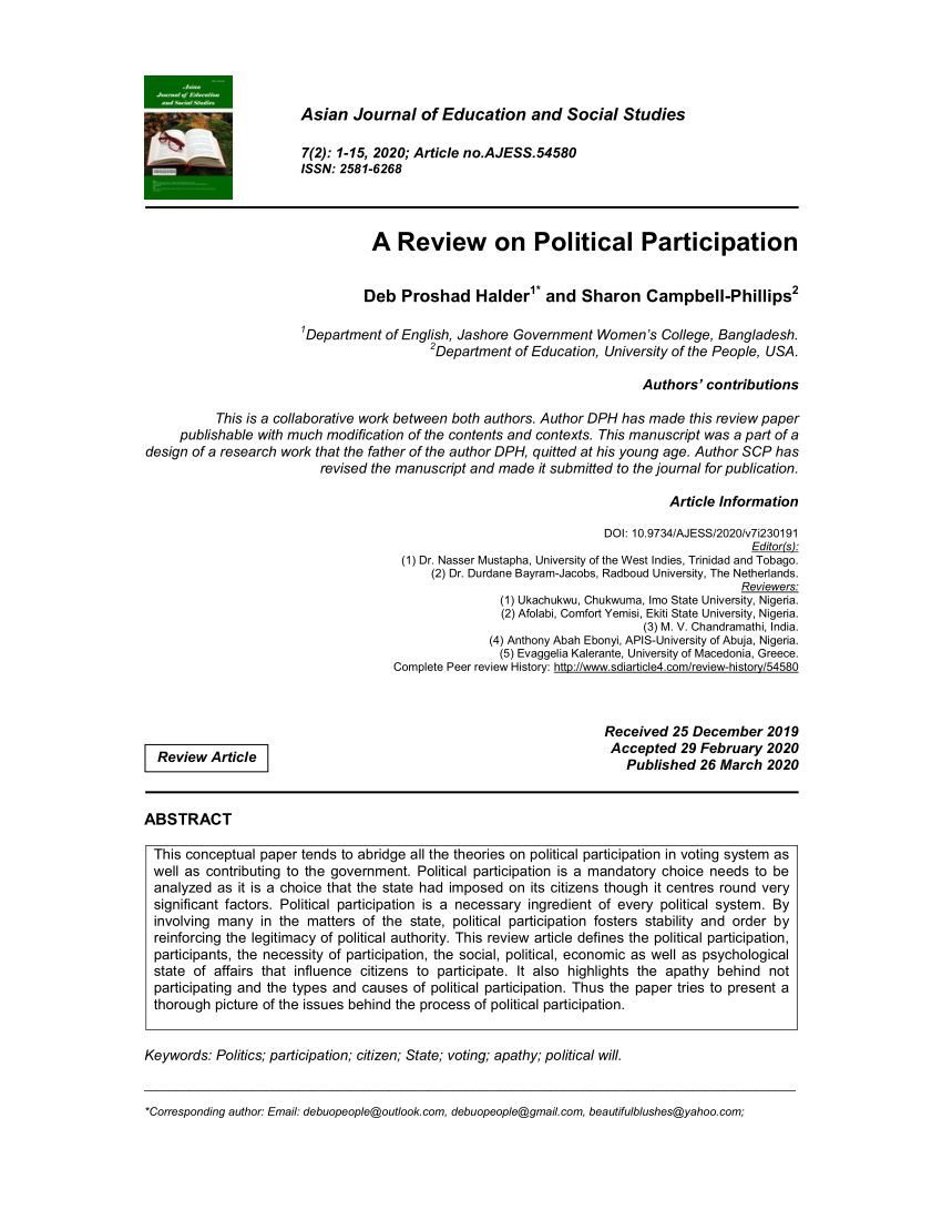 research paper on political participation