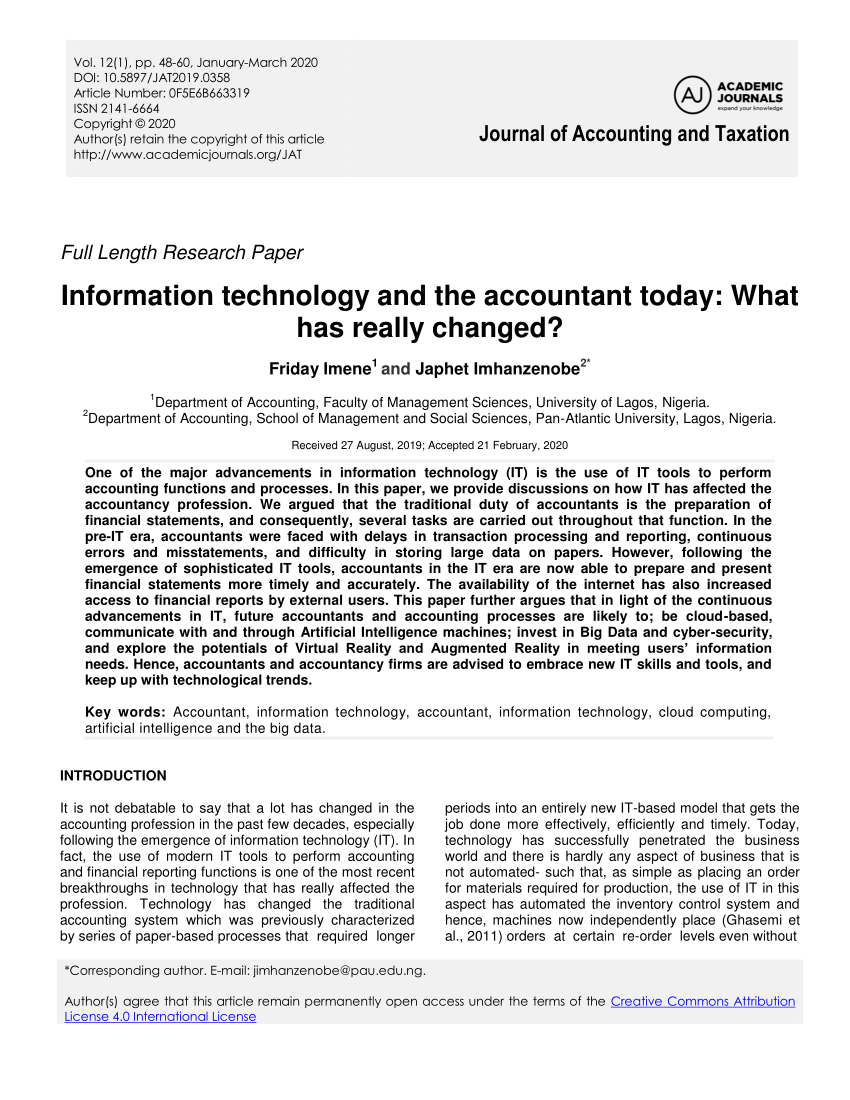 Pdf Information Technology And The Accountant Today What Has Really Changed