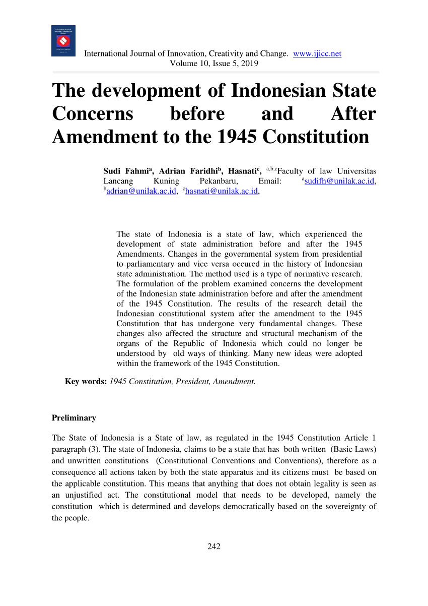 Pdf The Development Of Indonesian State Concerns Before And After
