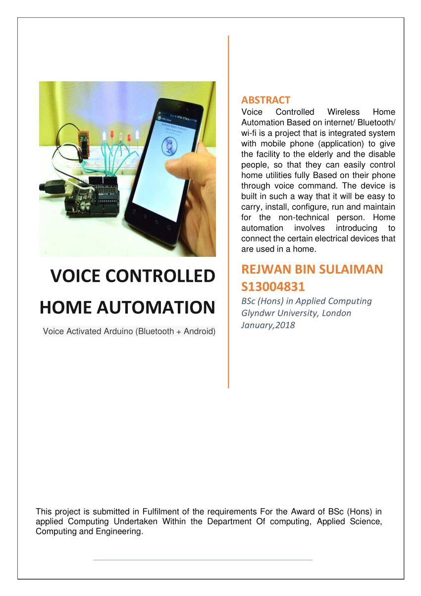 Pdf Voice Controlled Home Automation