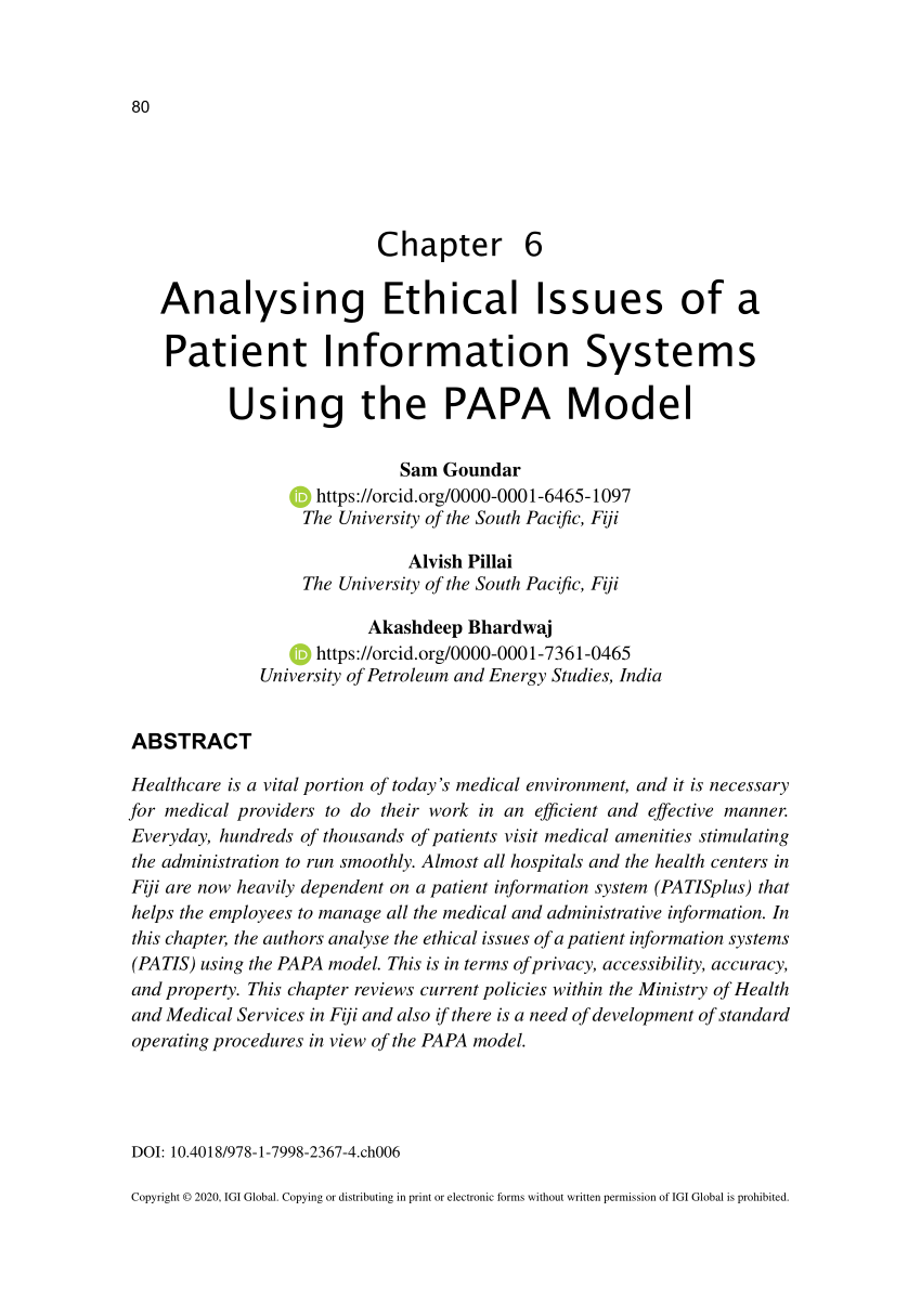 (PDF) Analysing Ethical Issues of a Patient Information Systems Using