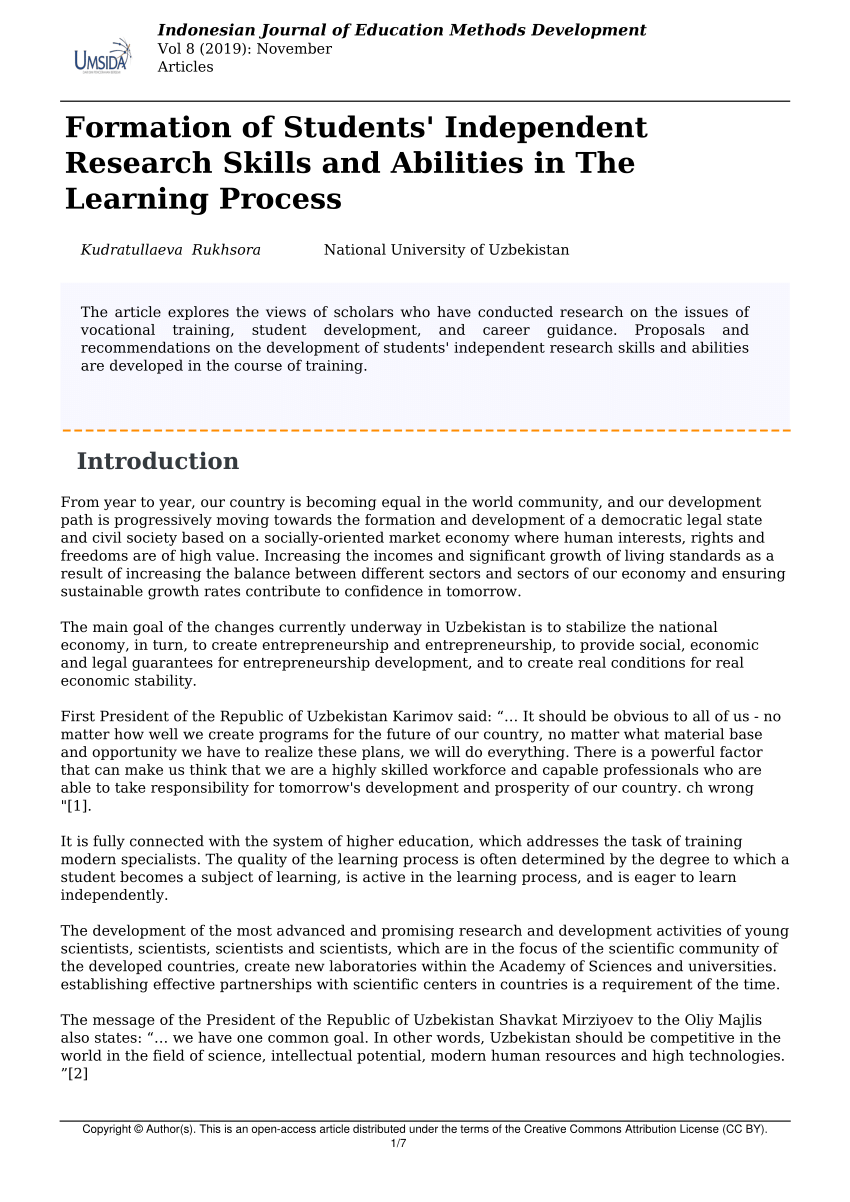 research skills of students pdf