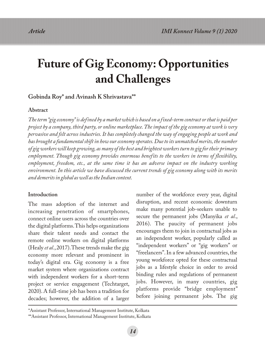research articles on gig economy