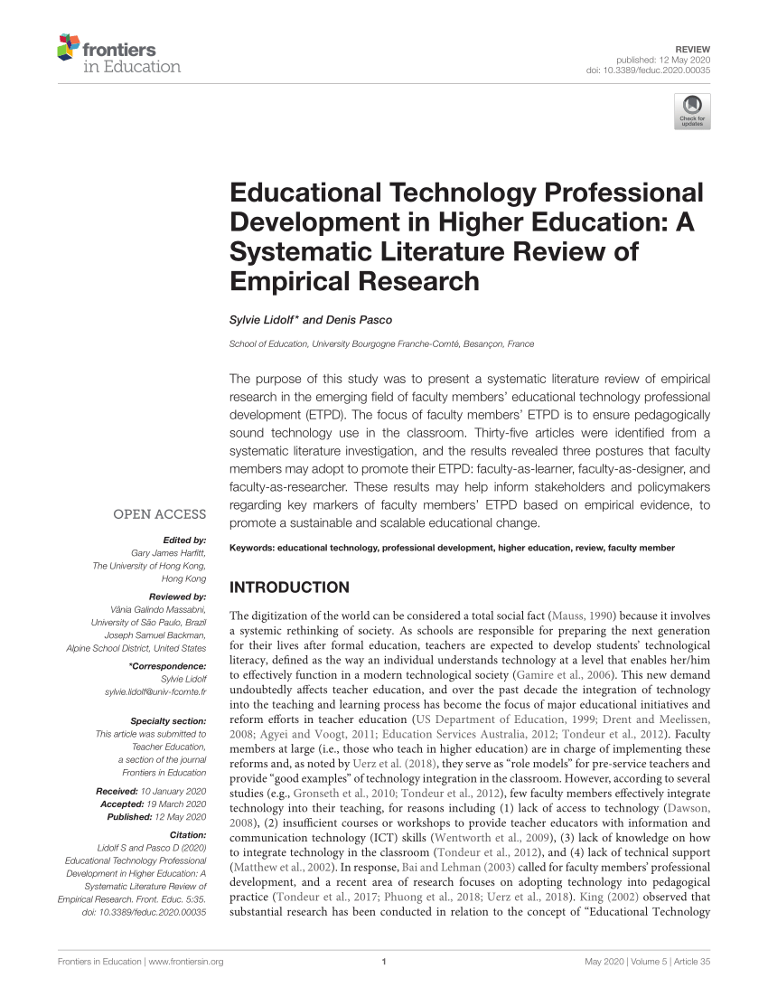 literature review on educational technology