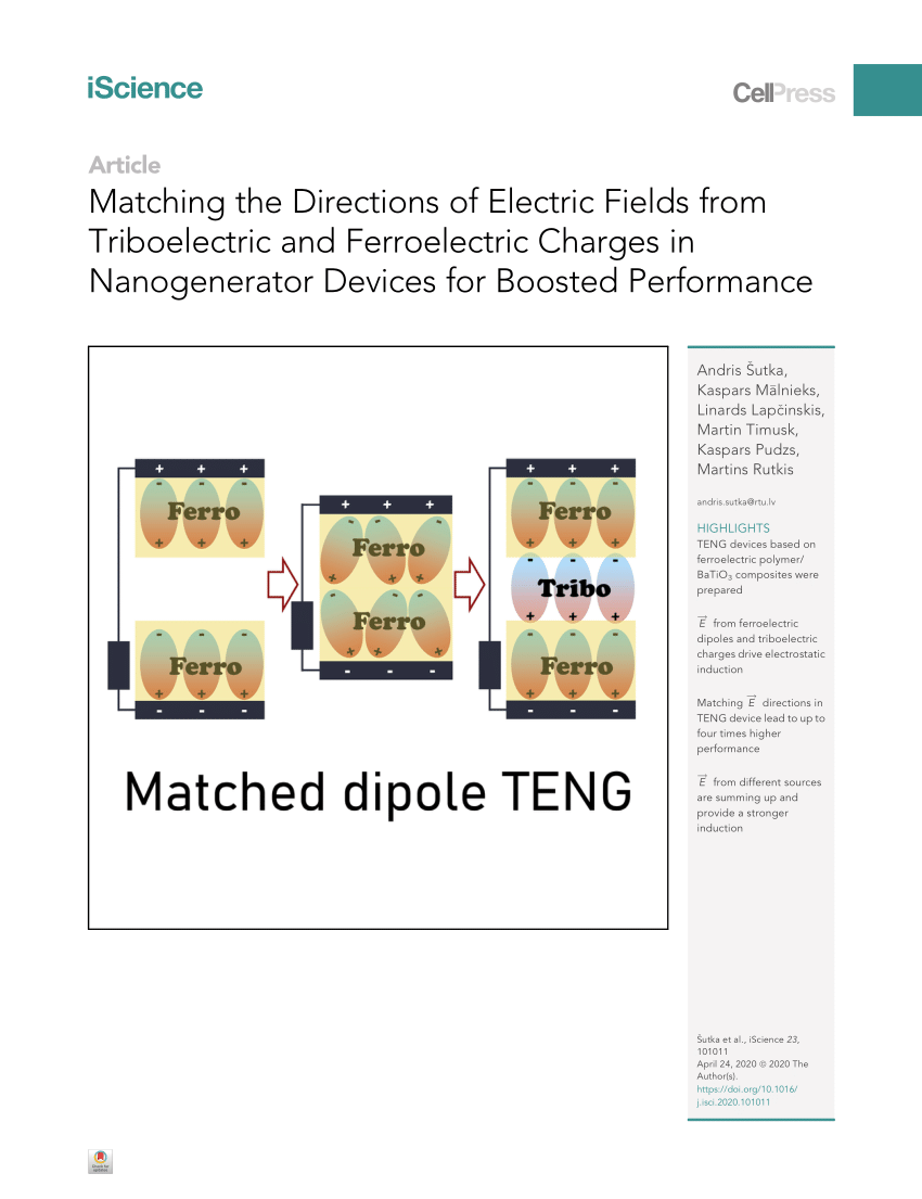 Pdf Matching The Directions Of Electric Fields From Triboelectric And Ferroelectric Charges In Nanogenerator Devices For Boosted Performance