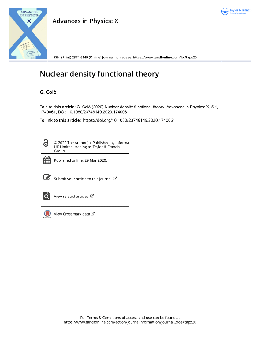 Pdf Nuclear Density Functional Theory