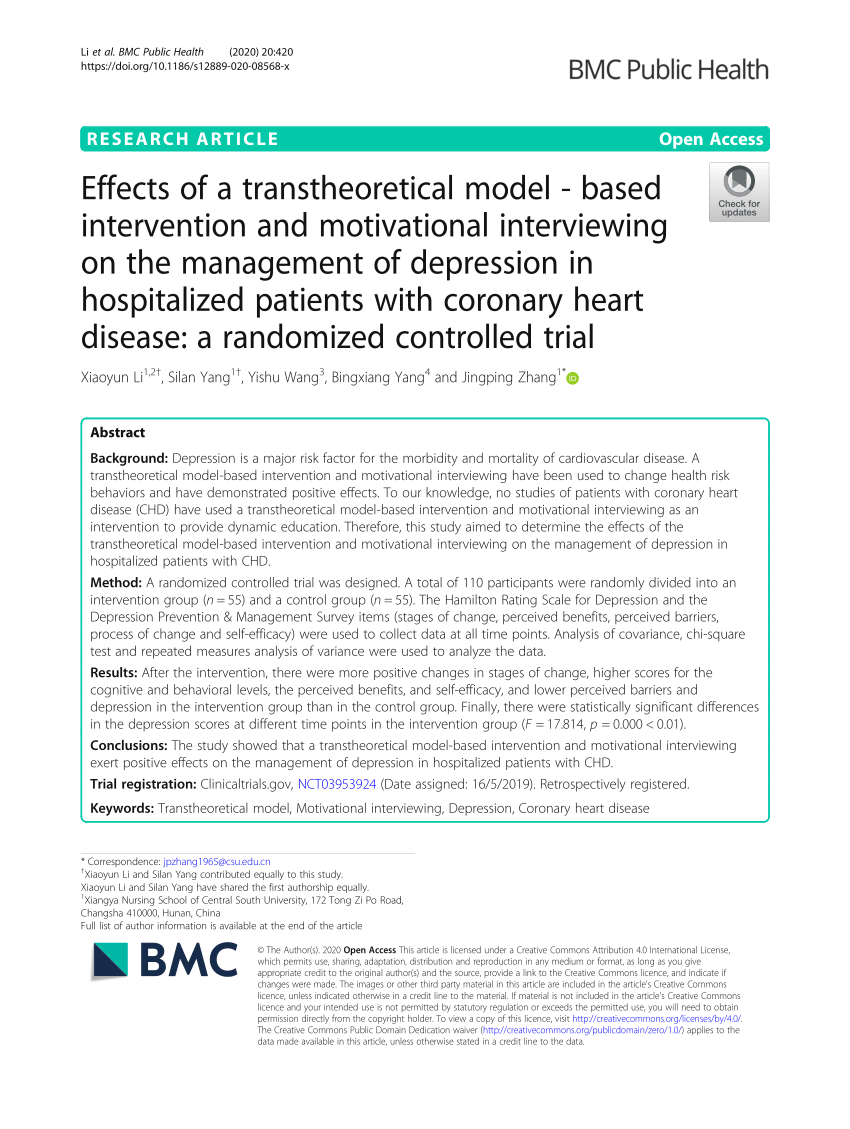 PDF) Effects of a transtheoretical model - based intervention and