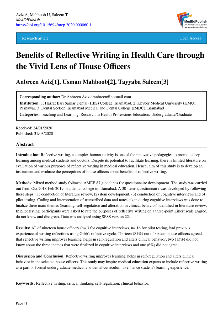 how to write a reflective essay on health care