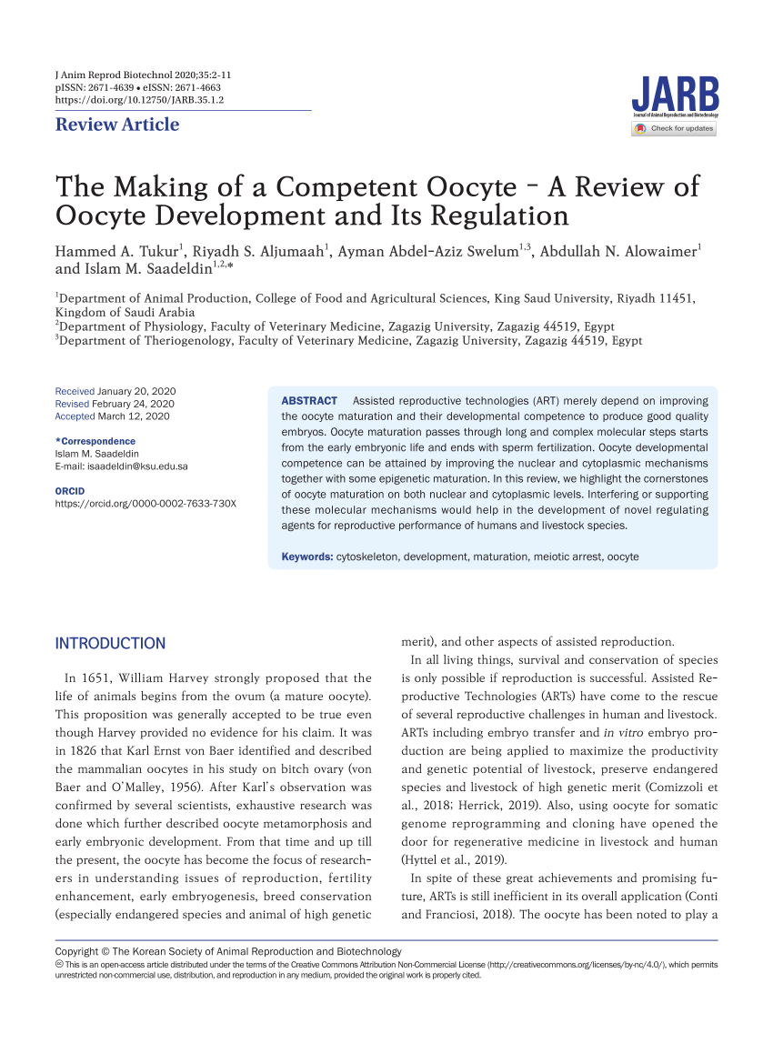 (PDF) The Making of a Competent Oocyte – A Review of Oocyte Development