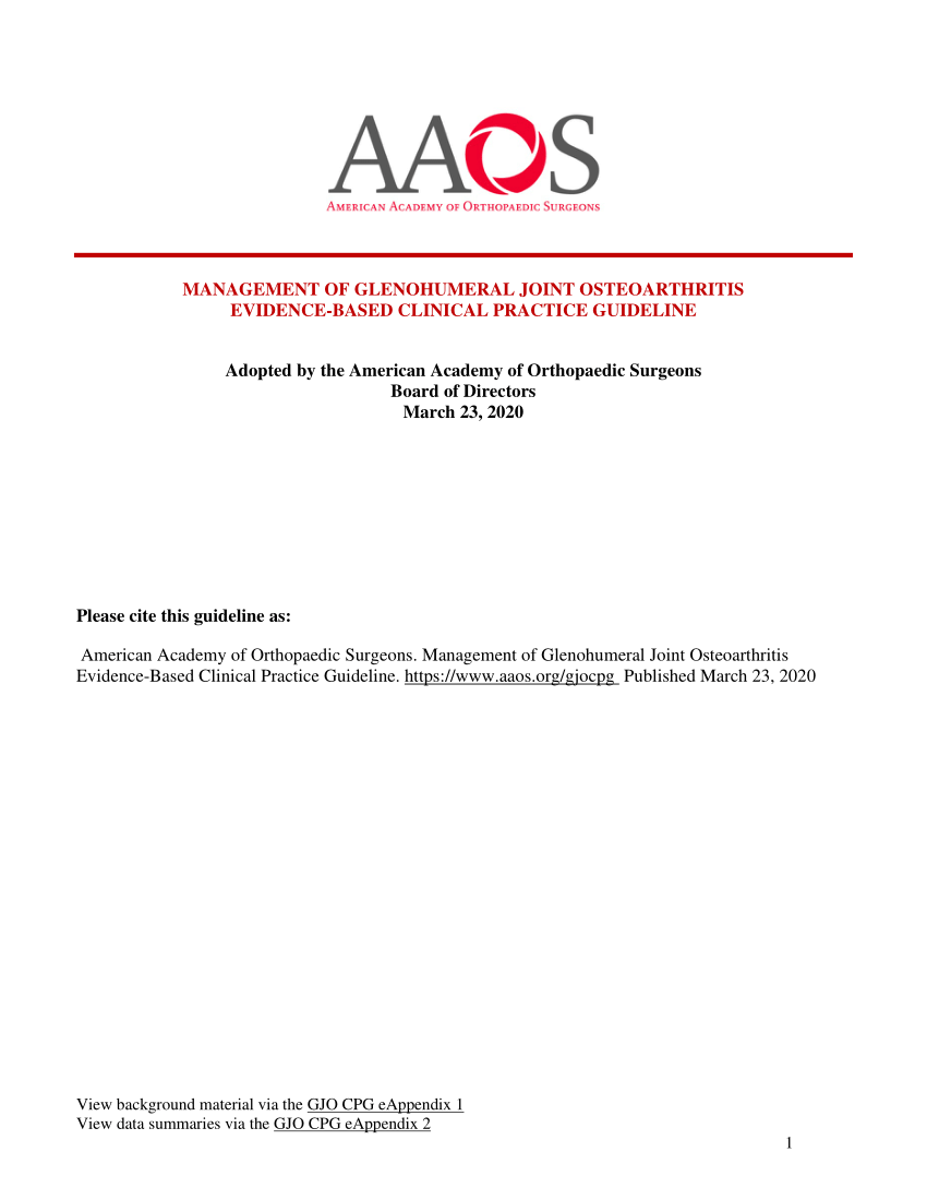 (PDF) MANAGEMENT OF GLENOHUMERAL JOINT OSTEOARTHRITIS EVIDENCE-BASED ...
