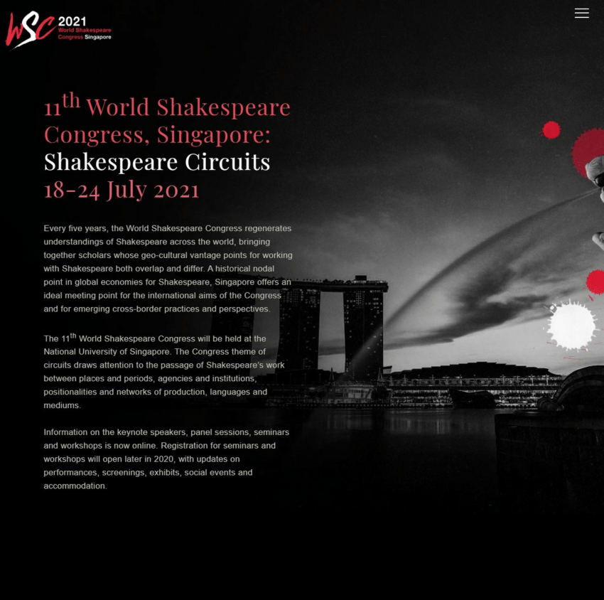 (PDF) 11th World Shakespeare Congress, Singapore, 1824 July 2021