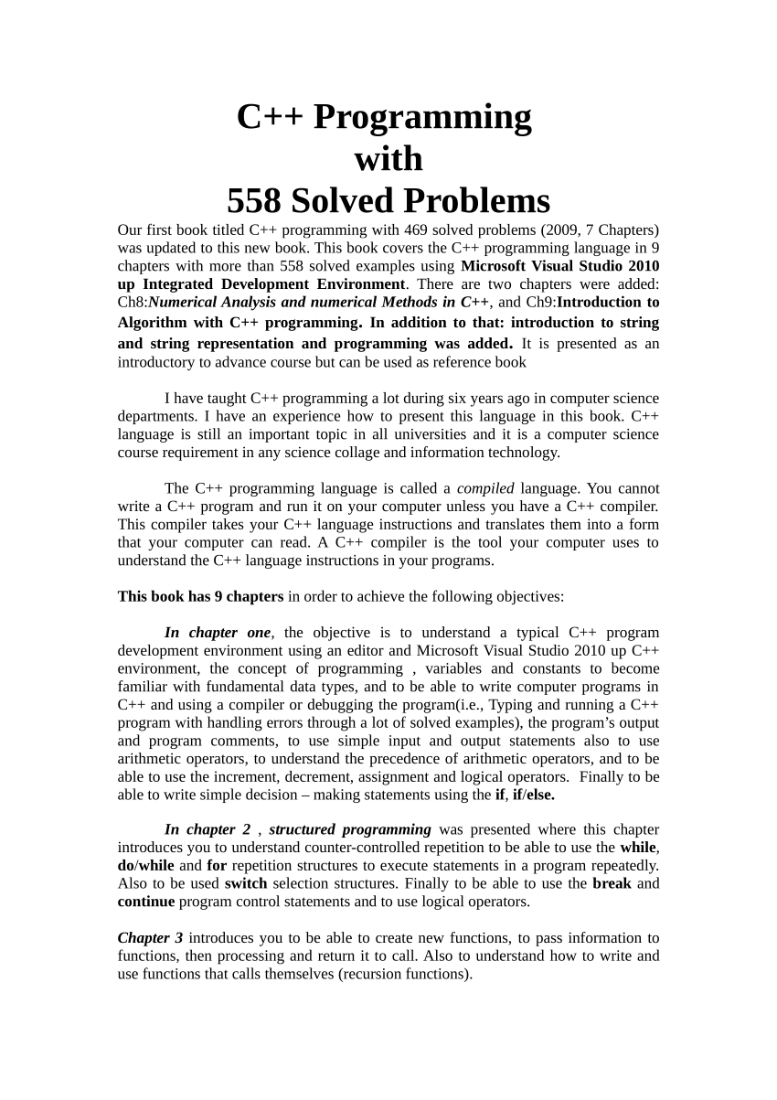 Pdf C Programming With 558 Solved Problems