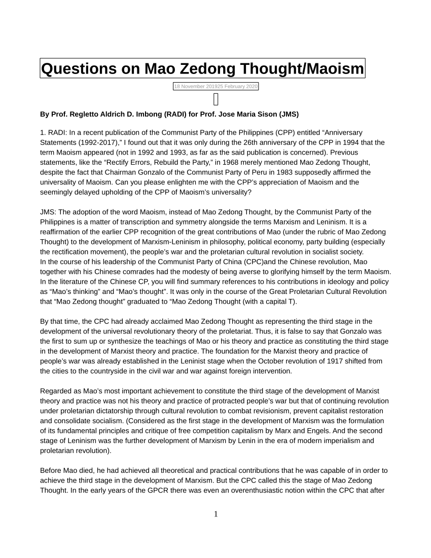 research questions about mao zedong