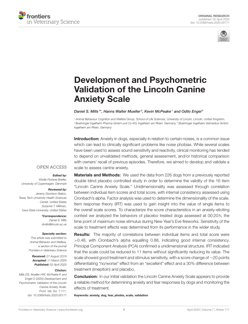PDF) Development and Psychometric Validation of the Lincoln Canine ...