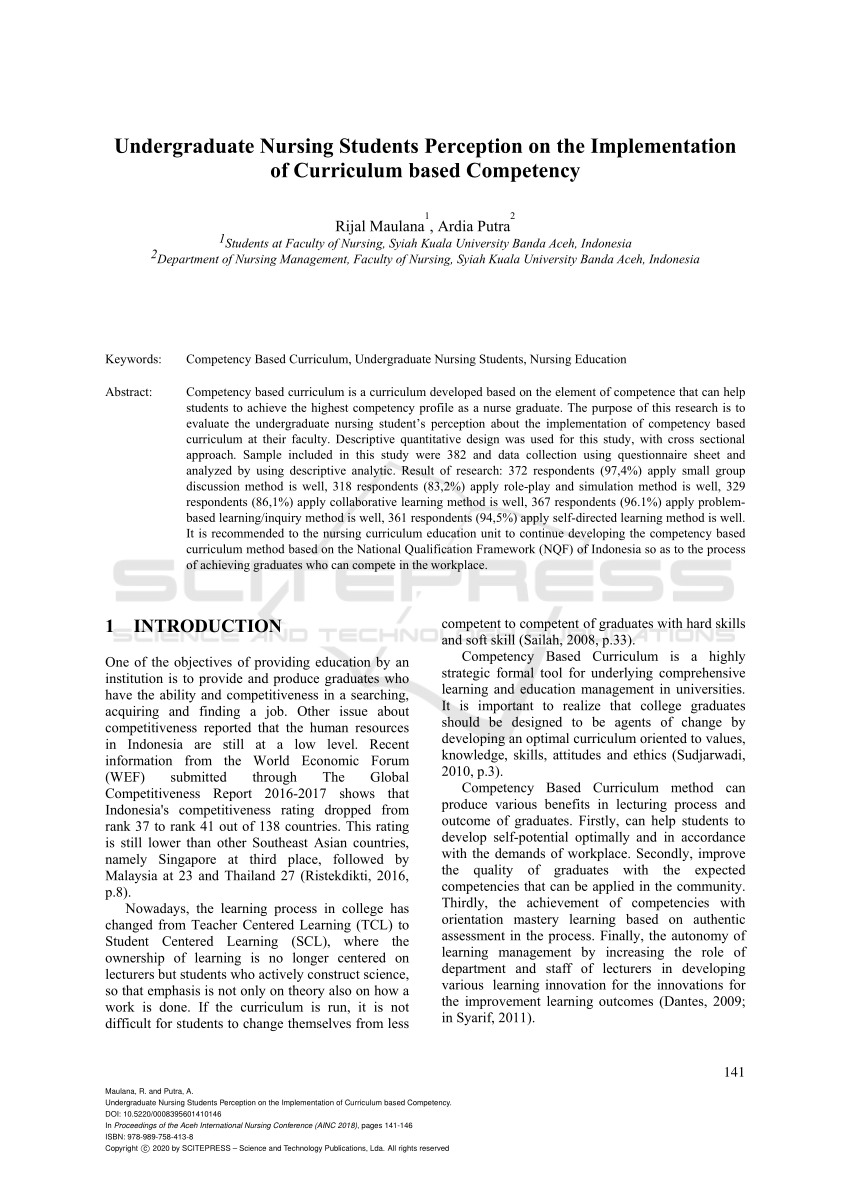 Pdf Undergraduate Nursing Students Perception On The