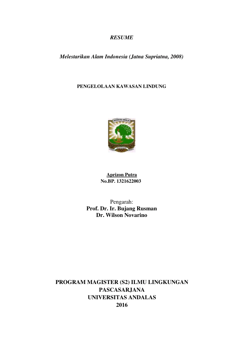 Pdf Resume Melestarikan Alam Indonesia Jatna Supriatna 2008