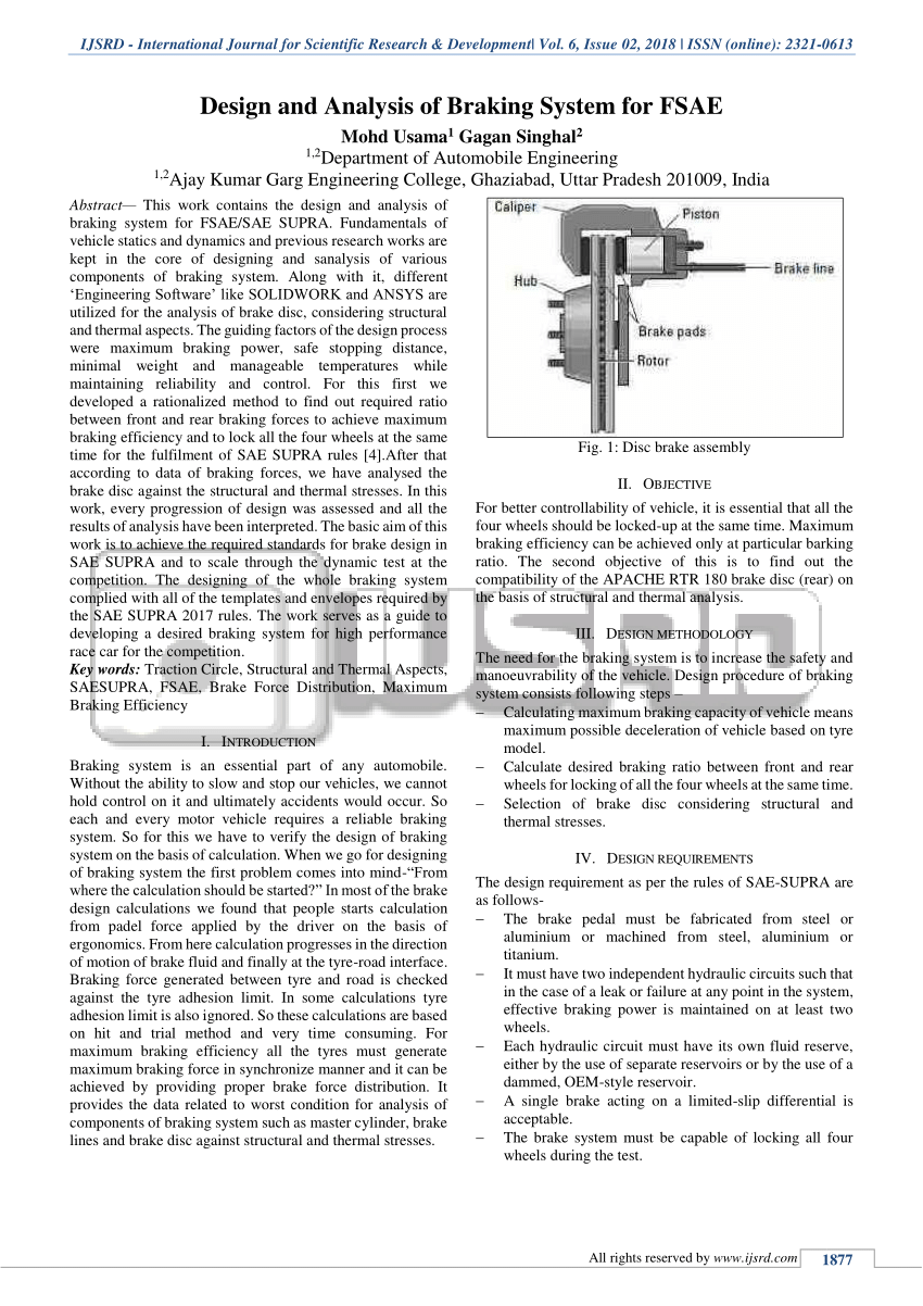 research paper on braking system pdf