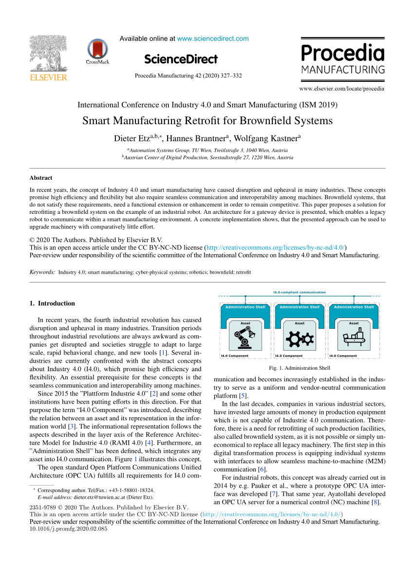 Pdf Smart Manufacturing Retrofit For Brownfield Systems