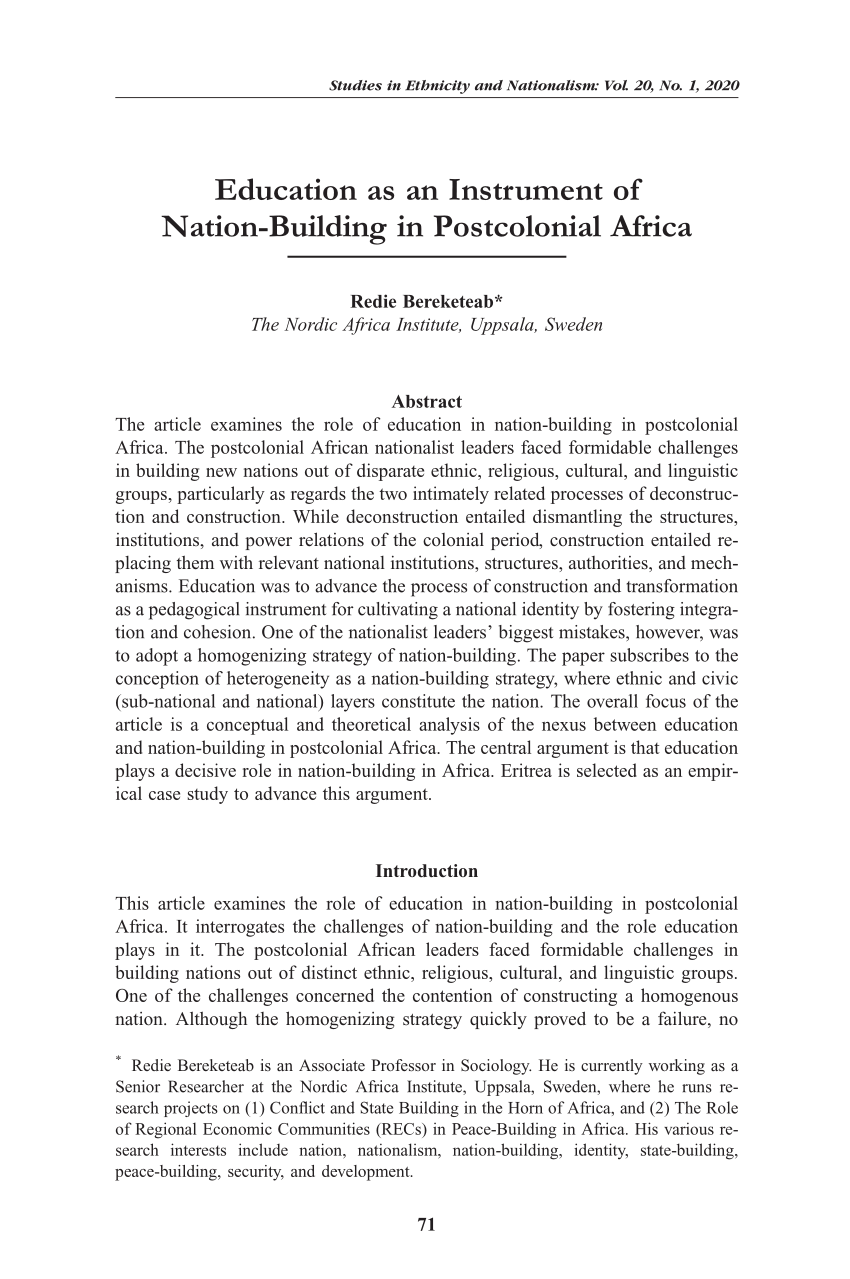 essay on role of education in nation building