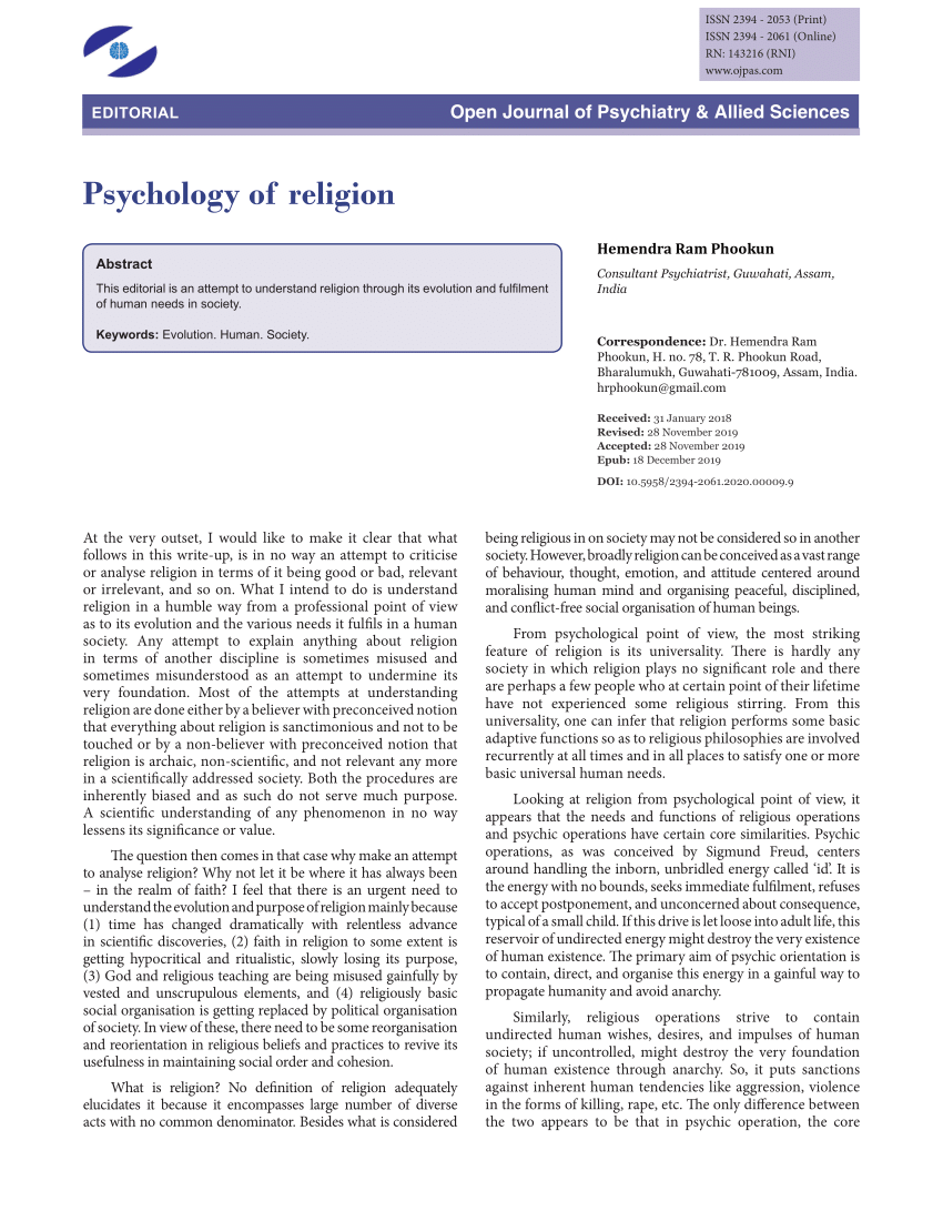 research topics on psychology of religion