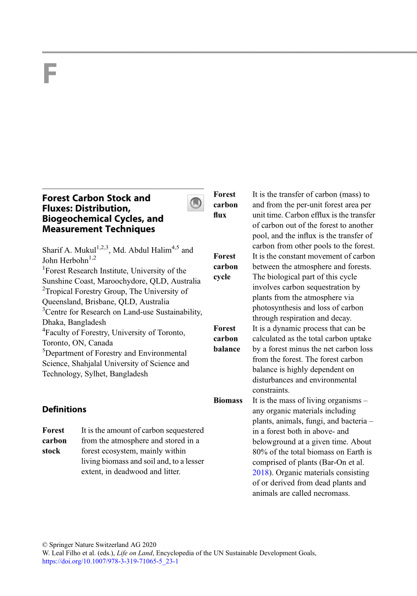 Pdf Forest Carbon Stock And Fluxes Distribution Biogeochemical Cycles And Measurement Techniques