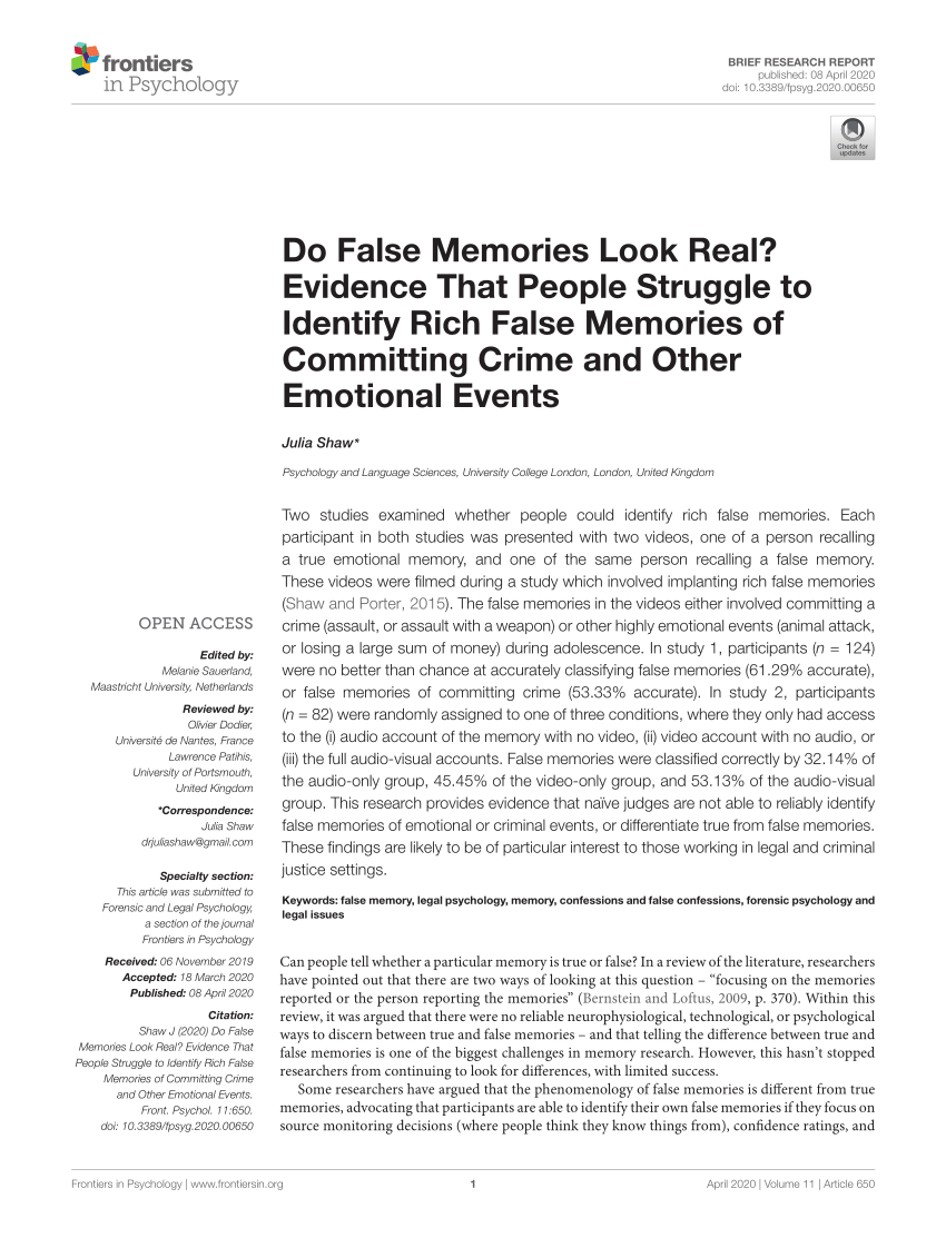 essay on false memories