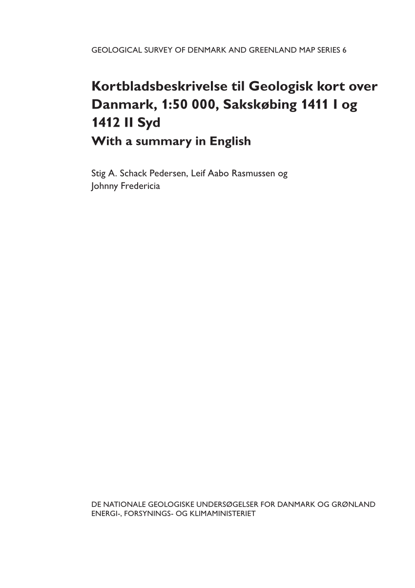 PDF) Kortbladsbeskrivelse til Geologisk kort over 000, Sakskøbing 1411 I og 1412 II syd