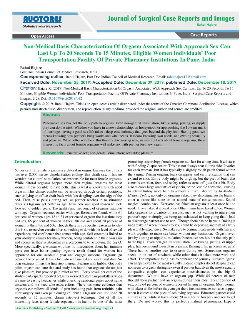 PDF Non Medical Basis Characterization Of Orgasm Associated With