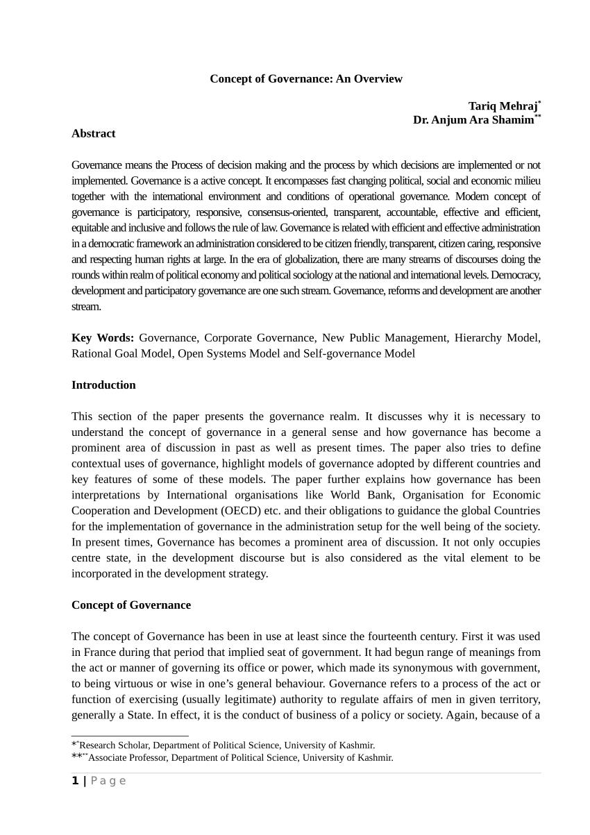research paper of governance