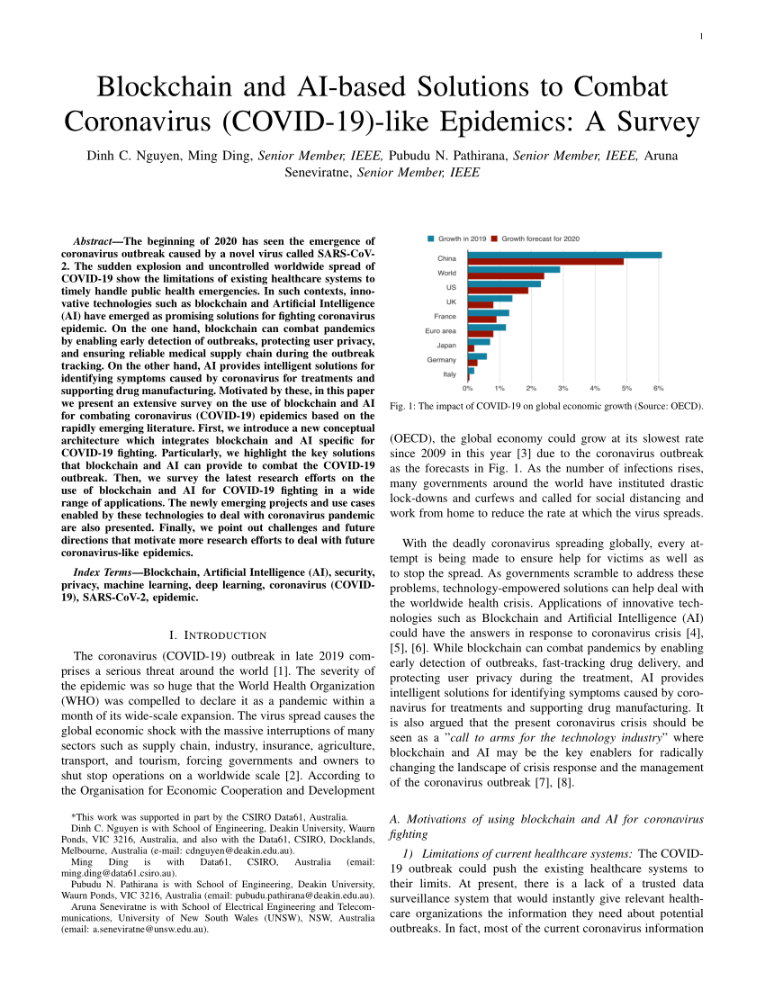 Pdf Blockchain And Ai Based Solutions To Combat Coronavirus Covid 19 Like Epidemics A Survey